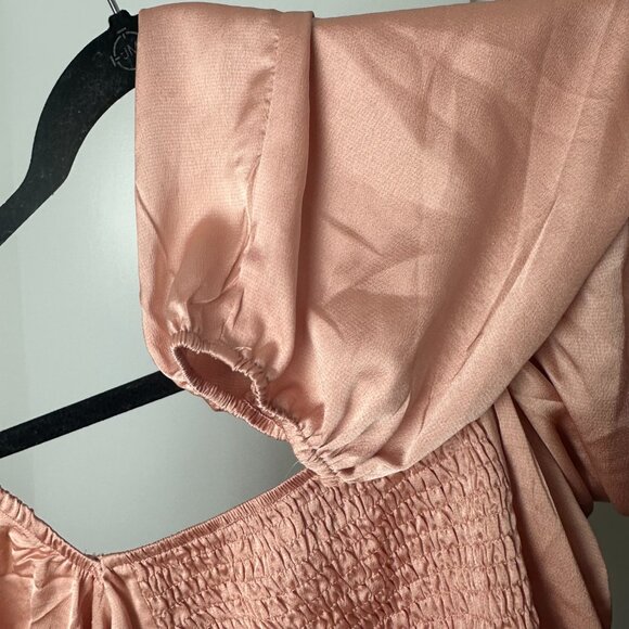 Princess Polly Pink Satin Long Sleeve Crop Top with Bell Sleeves Estee - Picture 13 of 16